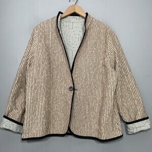 Trimdin Reversible Jacket Size XL Tapestry Woven Artsy Chic Minimalist Grandma